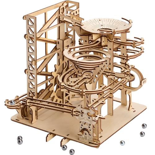 Uplike 3D Wooden Puzzles for Adults: 330 pcs 3D Mechanical Wood Marble Run with Roller Coaster Model Kit for Brian Teaser to Build - Christmas Hobbies...