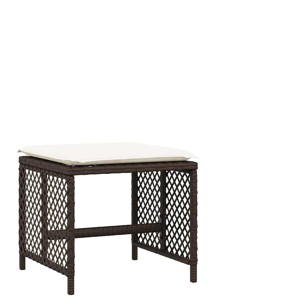 Taboret ogrodowy z poduszką 4 szt. brązowy 41 x 41 x 36 cm polirattanowy