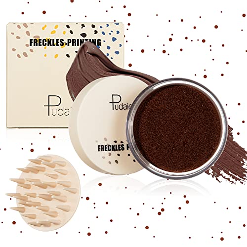 Pudaier Freckle Air Cushion Natural Lifelike Freckle Makeup Fake Freckles Pen,Quick Dry Waterproof Long Lasting, Get Sun-kissed Stars Makeup Fake Freckles for All Skin, Reddish Brown