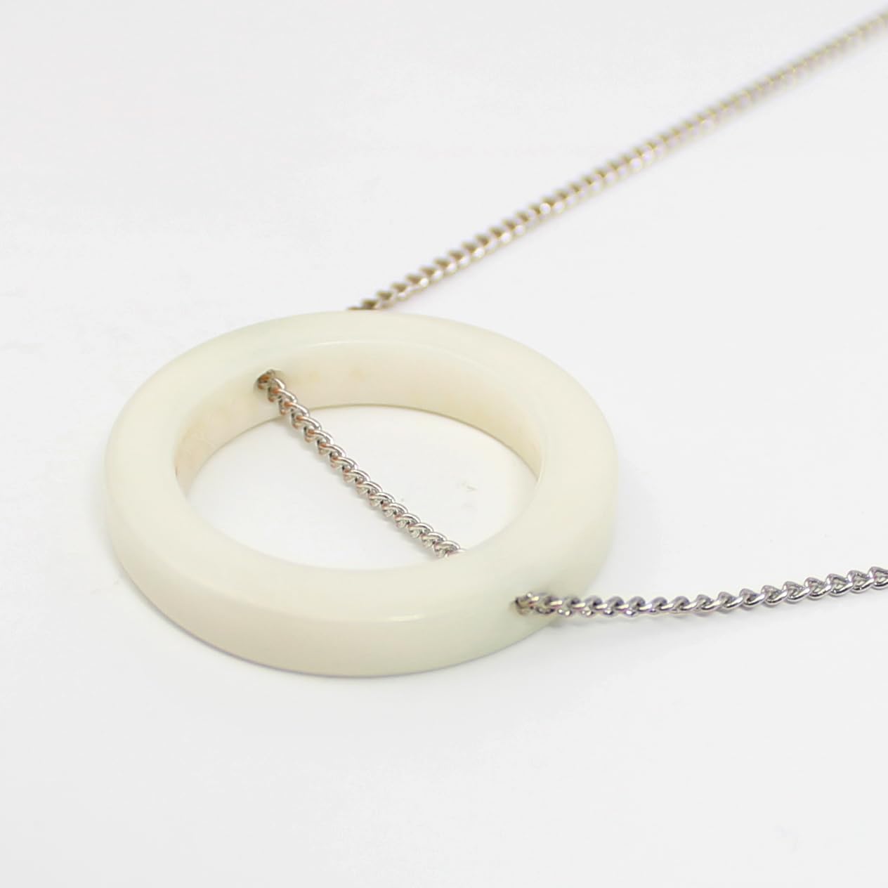Tagua Pendant Necklace Circle in Ivory White Handmade Fairtrade, Lightweight by Florama Natural Jewelry