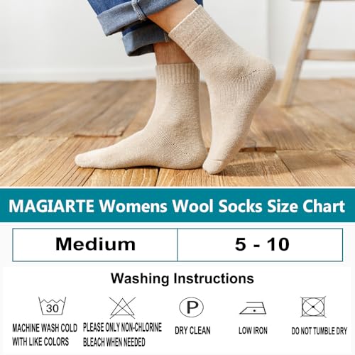 Image of MAGIARTE Womens Boot Wool Socks Christmas Gift Pack Winter Thick Warm Vintage Cozy Crew Socks for Women 3 /4 /5- Pack