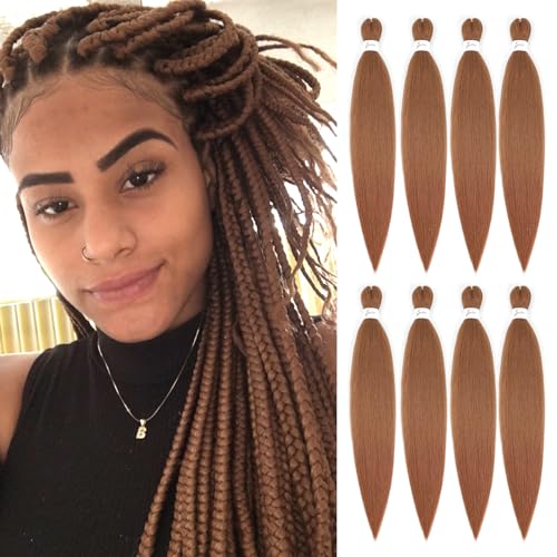REMY HAIR FASHION Yaki Crochet Rajout Cheveux Naturel 8pcs/pack Pré-étirés Brown Tresse Africaine Meches Pour Tresses Africaine,tissage Fibres Synthétique...