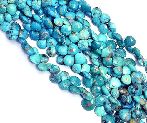 Turquoise naturelle en perles coeur briolette facettée de 7-8mm pour création bijoux artisanaux