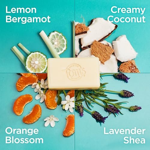 Image of Tom's of Maine Natural Bar Soap Variety Pack, Lavender & Shea, Creamy Coconut, Orange Blossom, Lemon Bergamot, Dermatologically Tested, Paraben Free, Vegan, 4 Count