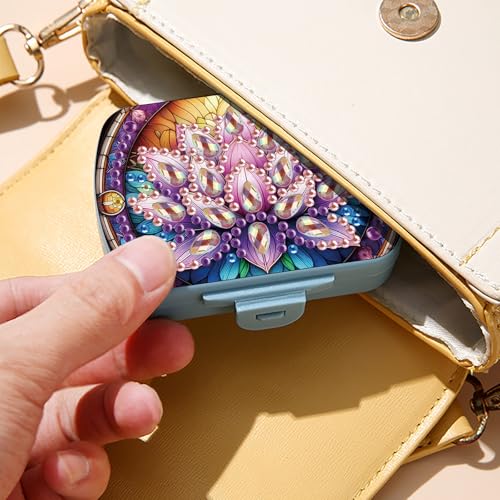Image of ARTopet Diamond Art Painting Mini Storage Box with 6-Grid Creative Design Compact Portable Small Case for Purse Travel Daily (Flower)