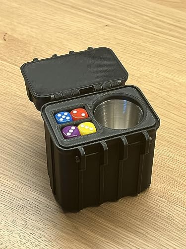 Selfmade Schockbesteck mit Box + Würfel + Becher - Knobelbesteck Schocken Knobeln (to go add on, Grün)