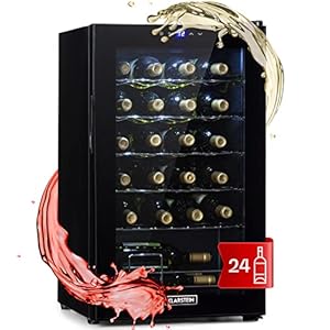 Klarstein Weinkühlschrank, 1 Zonen Getränkekühlschrank Klein, Kleiner Weinschrank 63L, Wein-Kühlschrank Klein mit Glastür, Indoor/Outdoor Flaschenkühlschrank, Wine Fridge 5-18°C, 24 Flaschen