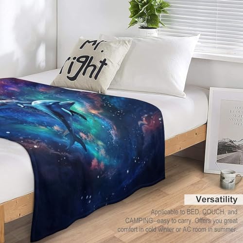 Manta de forro polar con diseño de delfín manta para sofá grande de salón 7