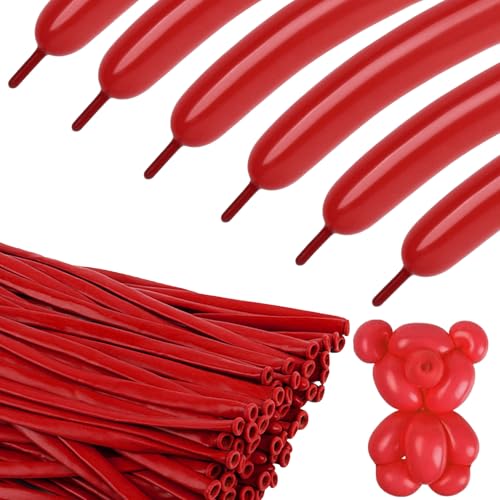 Image of Long Balloons - Red 260 Balloons for Balloon Arch & Party Decor, 100Pcs
