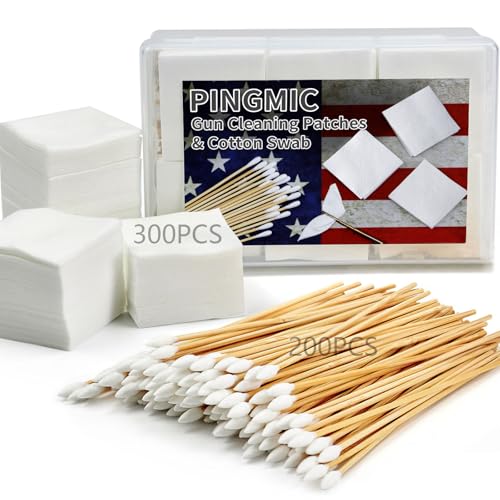 PINGMIC Gun Cleaning Supplies Box - Gun Cleaning Patches and Long Cotton Swabs,6