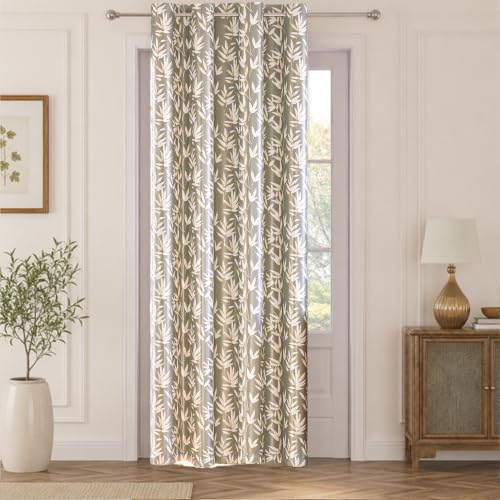 Image of HOKIPO Luxe Foliage Foil Printed Curtains 7 Feet Long 1 Panel, Taupe