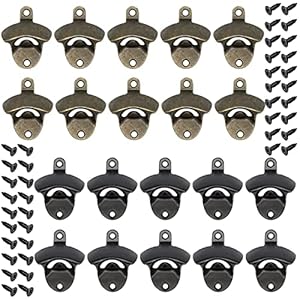 Wandmontage Flesopener 20 stks Vintage Houten Bier Flesopener Retro Bier Soda Opener Wandmontage Rustieke Kurkentrekker met Bevestigingsschroeven voor Bars Restaurants Cafe Keukens Wanddecoratie