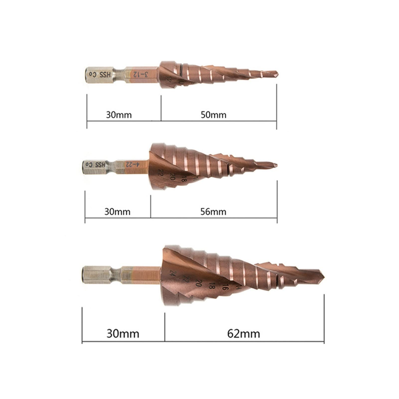 Wiertła do cięcia Wiertło kręte 1,5-12 mm HSS Pistolet powlekany tytanem Wiertło do wycinania otworów Zestaw wierteł do drewna i metalu (Kolor: 13 szt. 2 12 mm) (6)