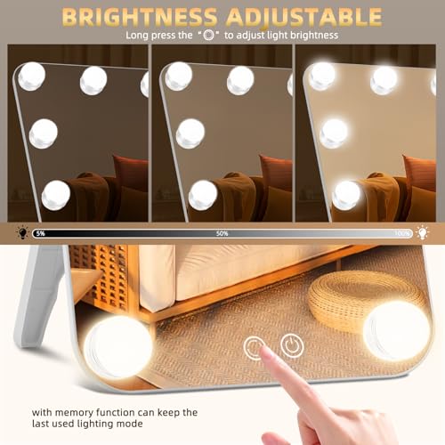 Espejo de tocador rectangular con luces LED recargable miniatura 6