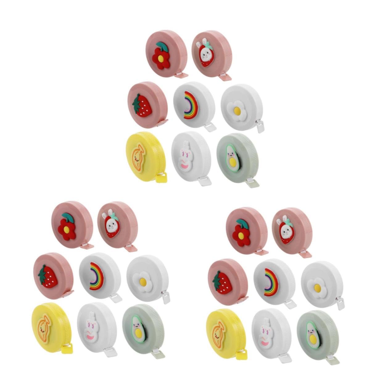 Housoutil 3 Series Cinta Para Medidor De Cuerpo Retráctil De Diseño Divertido Para Costura Y Manualidades Incluye Aguacate Fresa Conejo Flores Y Herramienta De Medición Flexible 8 Piezas X 3