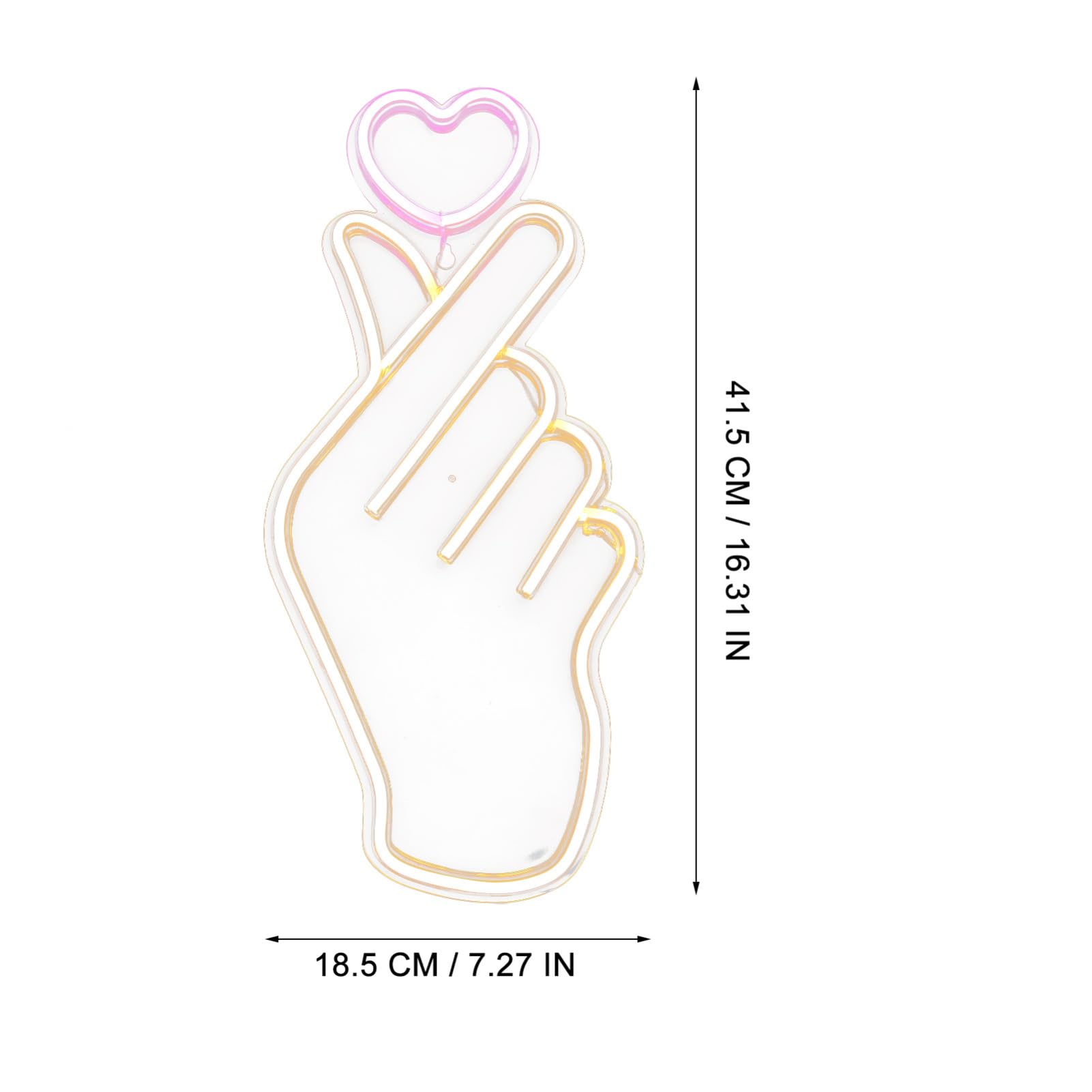 Artibetter Letrero de Neón LED en Forma de Mano Corazón Usb, Luz Decorativa para Dormitorio y Fiesta, bajo Consumo Energético, Colgante para Pared o Mesa, Decoración Ambiental, 1 Unidad, Uso