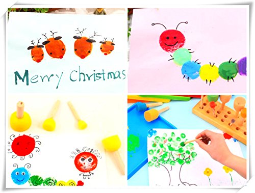 Ielek Kids Art & Craft Painting Drawing Tools Mini Flower Sponge Brush Set Fun Kits Early Diy Learning #TOP6