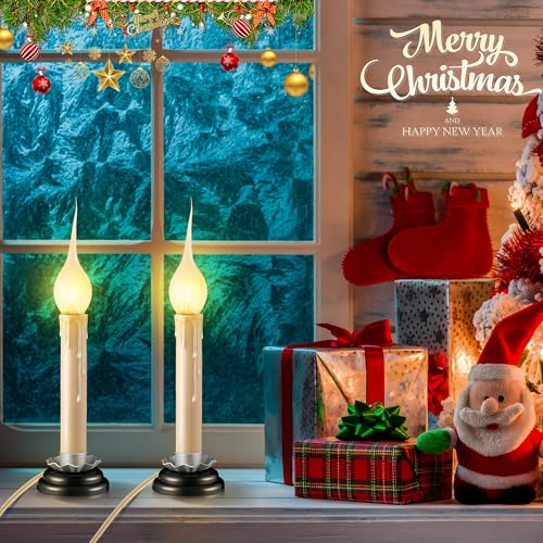Enhon-4-Pack-5-Inch-Electric-Rustic-Country-Candle-Lights-with-Replacement-Silicone-LED-Light-Bulbs-06W-C7-Plug-in-Christmas-Electric-Window-Candles-Lights-with-5-FT-Cord-OnOff-Switch Enhon 4 Pack 5 Inch Electric Rustic Country Candle Lights with Replacement Silicone LED Light Bulbs 06W C7 Plug in Christmas Electric Window Candles Lights with 5 FT Cord OnOff Switch