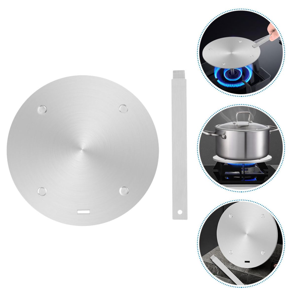 Placa Adaptadora Difusor de Calor de Acero Inoxidable para Inducción Resistente y Fácil de Limpiar Adecuado para Utensilios de Cocina en Gas y Eléctrica