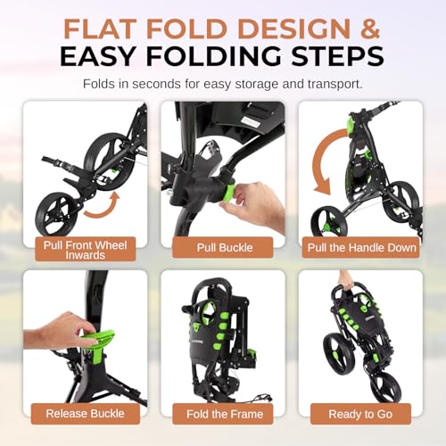 Image of JOVIAL Foldable 3 Wheel Junior Golf Push Pull Cart with Aluminum Frame