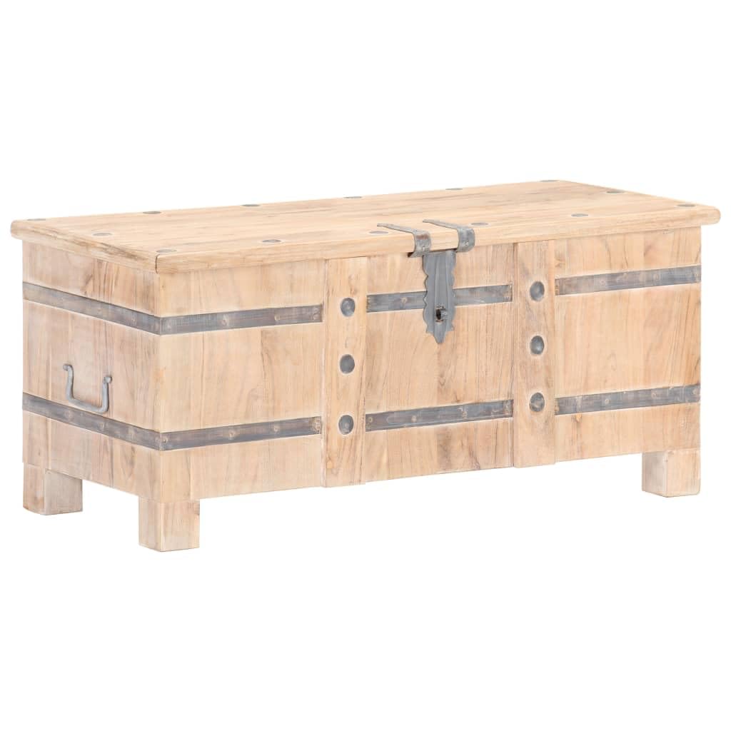 Baúl de madera maciza de acacia, 90 x 40 x 40 cm, caja de almacenamiento con tapa, color blanco, para salón y pasillo, caja multiusos de madera auténtica, con asas y candado