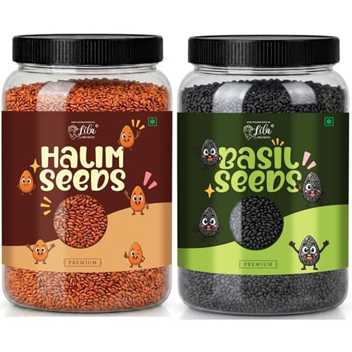 Image of LILA DRY FRUITS Seeds Combo Pack Halim Basil Seed 100 g x 2 | Sabja Seeds & Halim Seeds Mix | Raw Super Seeds for Daily Nutrition and Healthy Lifestyle Perfect for Gifting