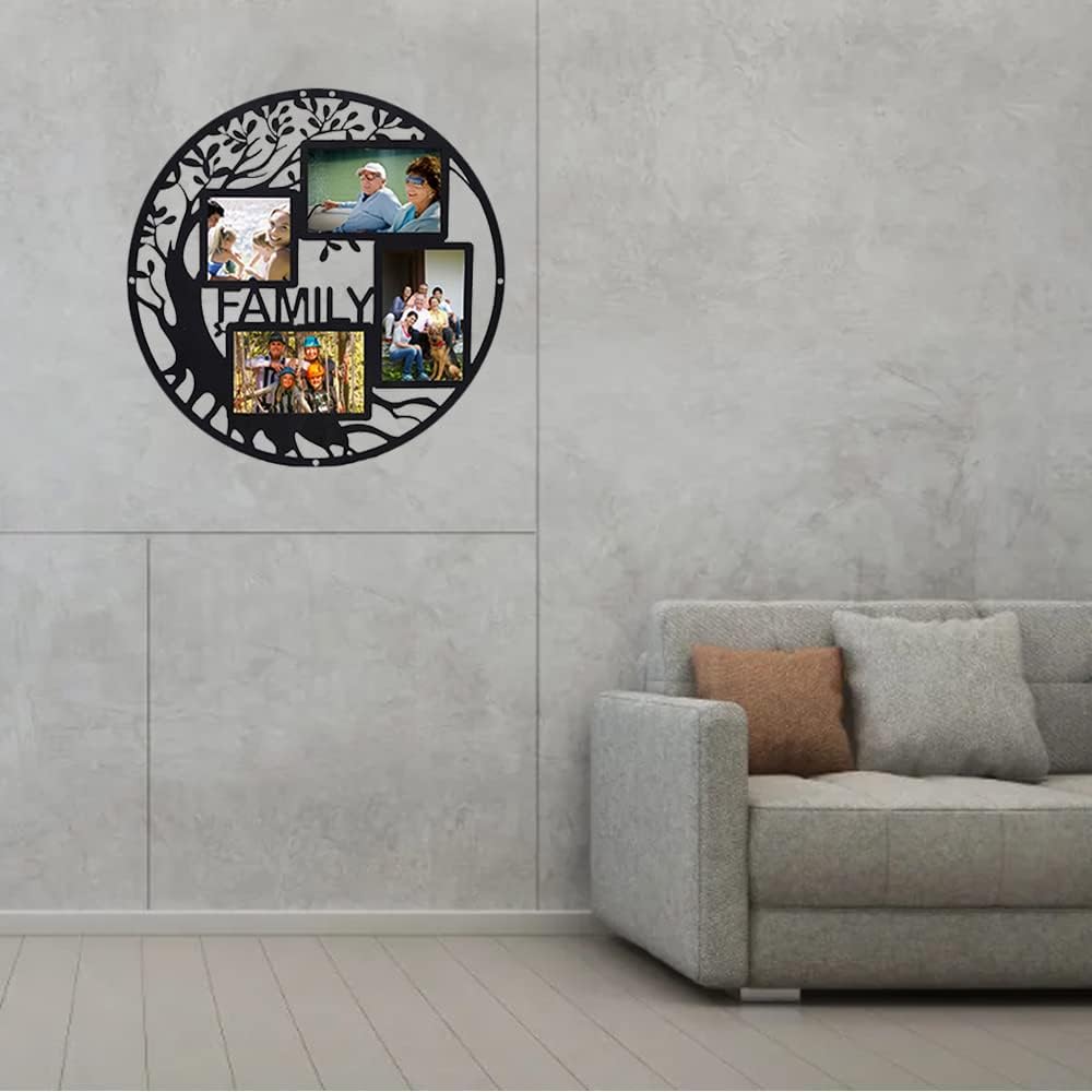 Family Tree Picture Frame Collages for Wall Decor Metal Multi Frames Round Circular Circle Hanging Photos (black, 15.75" x 15.75" x 0.3") - Image 4