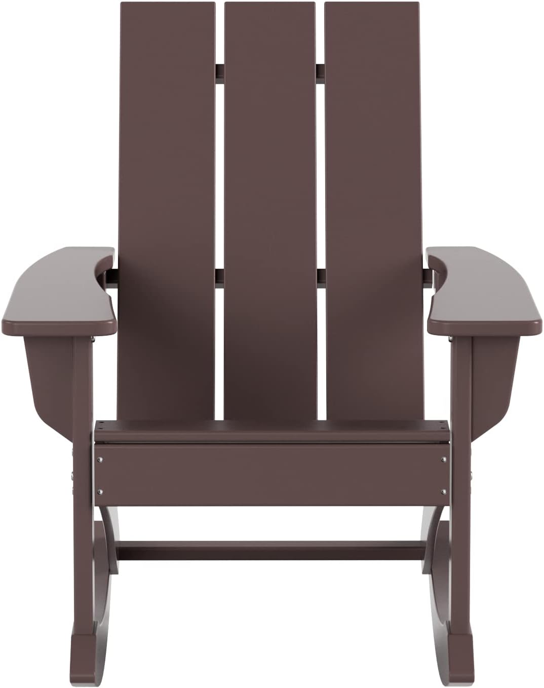 WestinTrends Ashore 2 Piece Patio Rocking Chair Set, All Weather Poly Lumber Adirondack Rocker Deck Porch Patio Chair with Large Side Table, Dark Brown