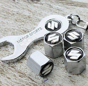 ! Steel Car Air Tire Valve Caps with Keychain Combo Set for Suzuki