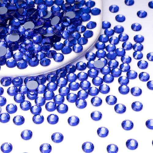 Image of Hotfix Rhinestones Bulk 300PCS SS30 (6.3-6.5mm), Royal Blue Glass Rhinestones for Clothes, Tumblers, Shoes DIY, Heat Transfer Flatback Gems for Crafts & Decoration