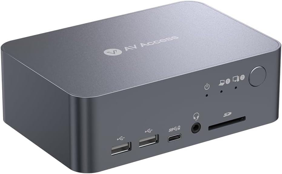 AV Access iDock-C10 USB-C KVM Docking Station - High Resolution 4K60Hz Dual Monitor Controls Two Laptops and Desktop Computers with a Single Keyboard, Mouse and Monitor for Efficient Work Environment