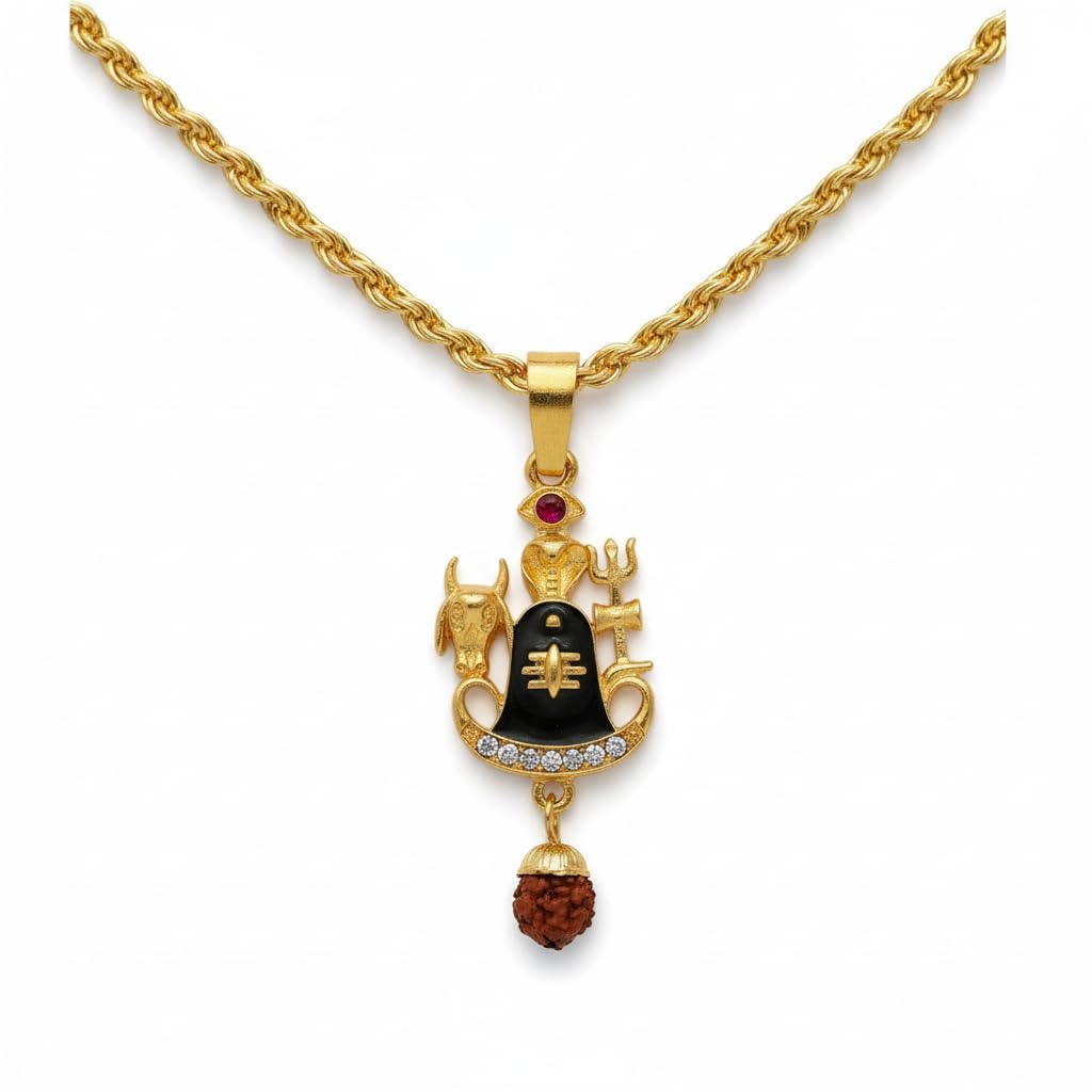 Lord Shiva Mahadev Symbols Pendant Necklace | Trishul Pind Nandi Naag Design | Spiritual Shiva Jewelry for Men & Women Spn2025605-image-40