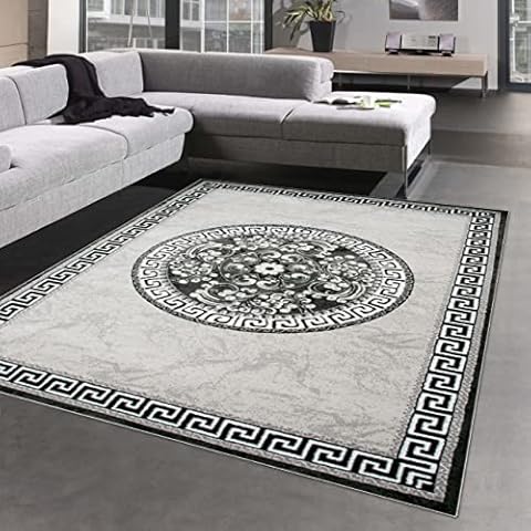 CARPETIA Alfombra Oriental con Borde e Hilo de Brillo Gris Crema 120x160 cm Cover