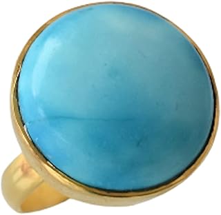 Veracity Jewelry Larimar Rings For Women - March Birthstone Ocean Blue Larimar Gift For Her Bridesmaid Jewelry for Women - Bohemian Fashion Blue Larimar Handmade Jewelry - VR-298