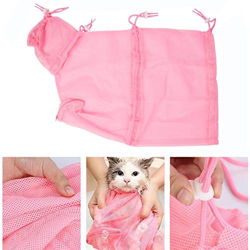 Wotendy Cat Shower Bag Adjustable Multifunctional Cat Washing Bag Bathing Breathable Anti-Bite and Anti-Scratch for Cat’s Nail Trimming, Injection, Medicine Taking