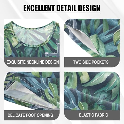 ALAZA Anchor Tropical Leaves Pajama Set Short Sleeve Sleepwear Soft Lounge Nightwear4
