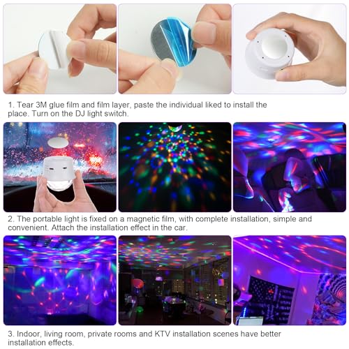 URAQT Mini Discokugel Licht,DJ Ball USB Stimme Steuerung Disco Party Lichter Blitzlicht Bühnenbeleuchtung Effektlicht Tragbar Wiederaufladbar Discokugel für Partys Autoinnendekoration Weiß