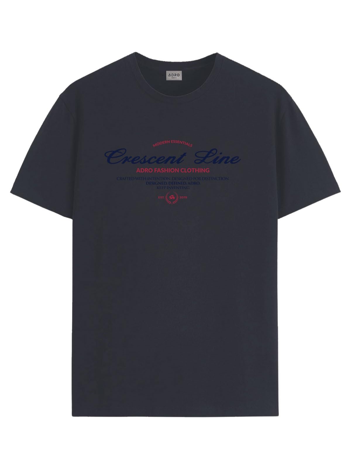 adro Men’s Regular Fit T-Shirt – Crescent Line Classic Design | 180 GSM Cotton Lycra Soft Stretch Typography Tee-picture-13