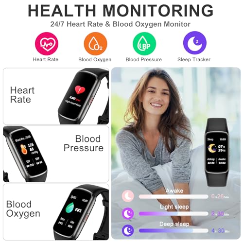 Image of Fitness Tracker with 24 /7 Heart Rate Blood Oxygen Sleep Monitor, 1.47'' HD Screen Activity Trackers, 123 Sports Modes Smart Watch, Step Counter Calories Pedometer for Women Men