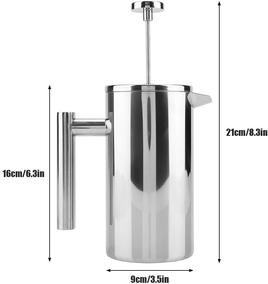 French Press,800ML Double Walled Stainless Steel Coffee Maker French Press Tea Pot with Filter,for home,office and coffee house use