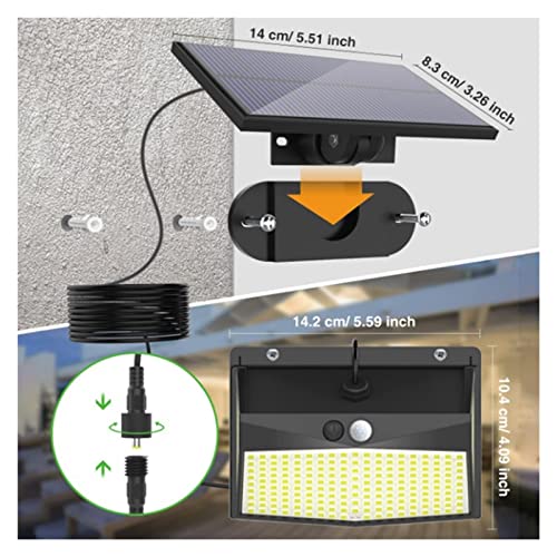 Luz de seguridad solar para exteriores de 3 modos con sensor movimiento y panel split 7