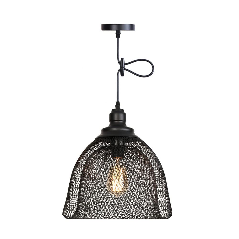 Hardwired Industrial Pendant Light,retro Wrought Iron Mesh Chandelier,for Living Room Bedroom Restaurant Cafe Teahouse Bar Dining Room Club（E27）, D-0199
