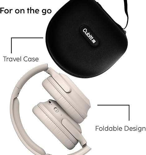 Miniatura 3 de Cubitt - Auriculares de estudio con cancelación activa de ruido sobre la oreja con micrófono, sonido premium, extensión y flexión, carga rápida,