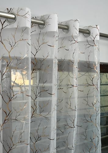 Image of Homefab India Multi Foil Transparent Sheer Curtain - 9 X 4 Feet, Long Door Curtains, White, Pack of 1 Piece