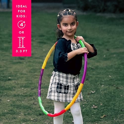 Image of Kids Happy Hoops Junior Hula Hoop for Kids (Age 4+), 8 Detachable Pieces for Adjustable Size, Exercise & Play Ring for Boys & Girls, Portable & Easy to Assemble, Ideal for Fitness & Outdoor