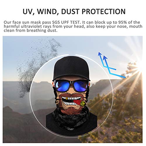 Image of JOEYOUNG Skull Face Mask UV Sun Dust Neck Gaiter Bandana Headwear Motorcycle