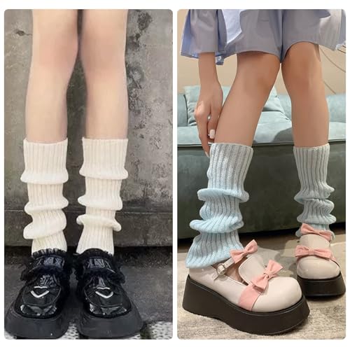Image of 2 Pcs Leg Warmers Y2k, Leg Warmers, Y2k Accessories, Cute Kawaii Cream Legwarmers for Women Winter