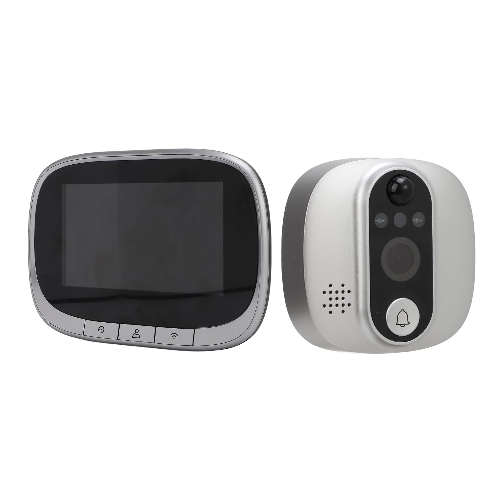 LAISANIM Smart Video Doorbell for Tuya App, 2.4G 2MP Peephole Camera with 4.3inch Screen for Home Security, PIR Motion Detection, Night Vision,120° Wide Angle, silver