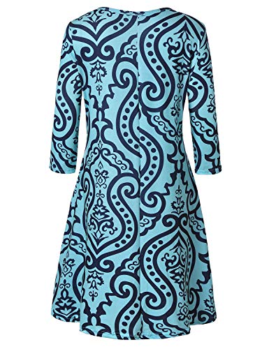 Image of Tanst Sky Womens Casual Round Neck Plus Size Floral Tunic Shirt Dress with Pockets