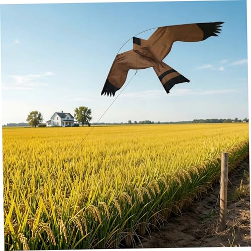 Cometa voladora Bird Hawk marrón 49x24 pulgadas espantapájaros con poste 5